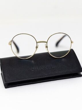 Chanel 2186 Oversize Round Lens Chain Link Gold Metal Magnifying Reading Glasses